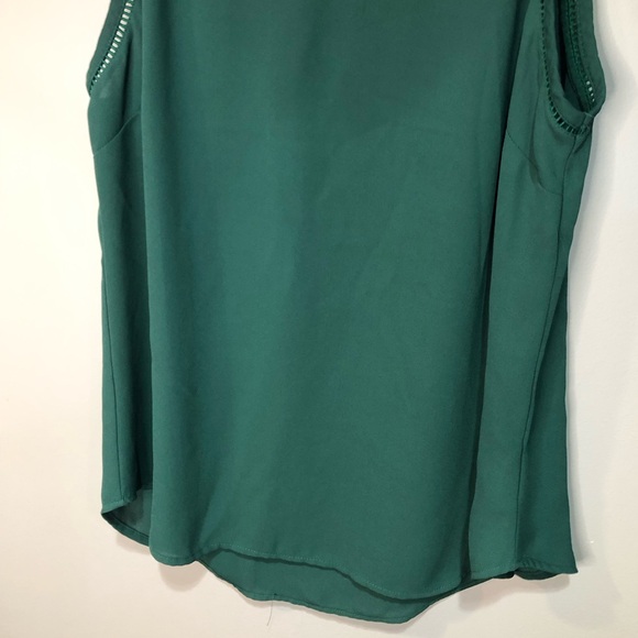 J Crew Women's Dark Green Sleeveless Tank Top with Ladder Trim - Picture 10 of 10